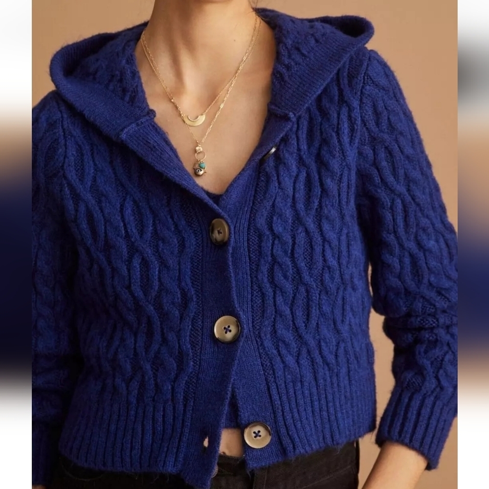 Women's Blue Cable Knit Sweater